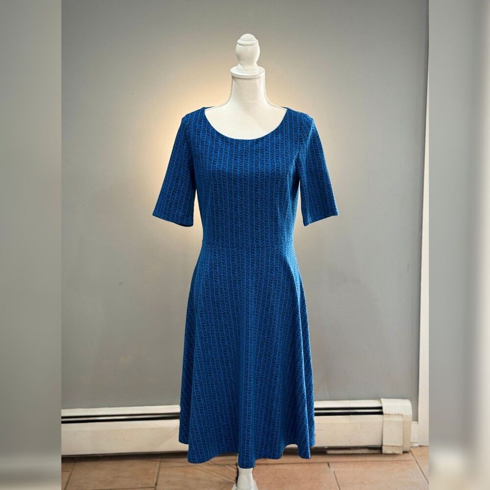 Blue/Black Lands' End A-Line Dress Size S (6-8) EUC